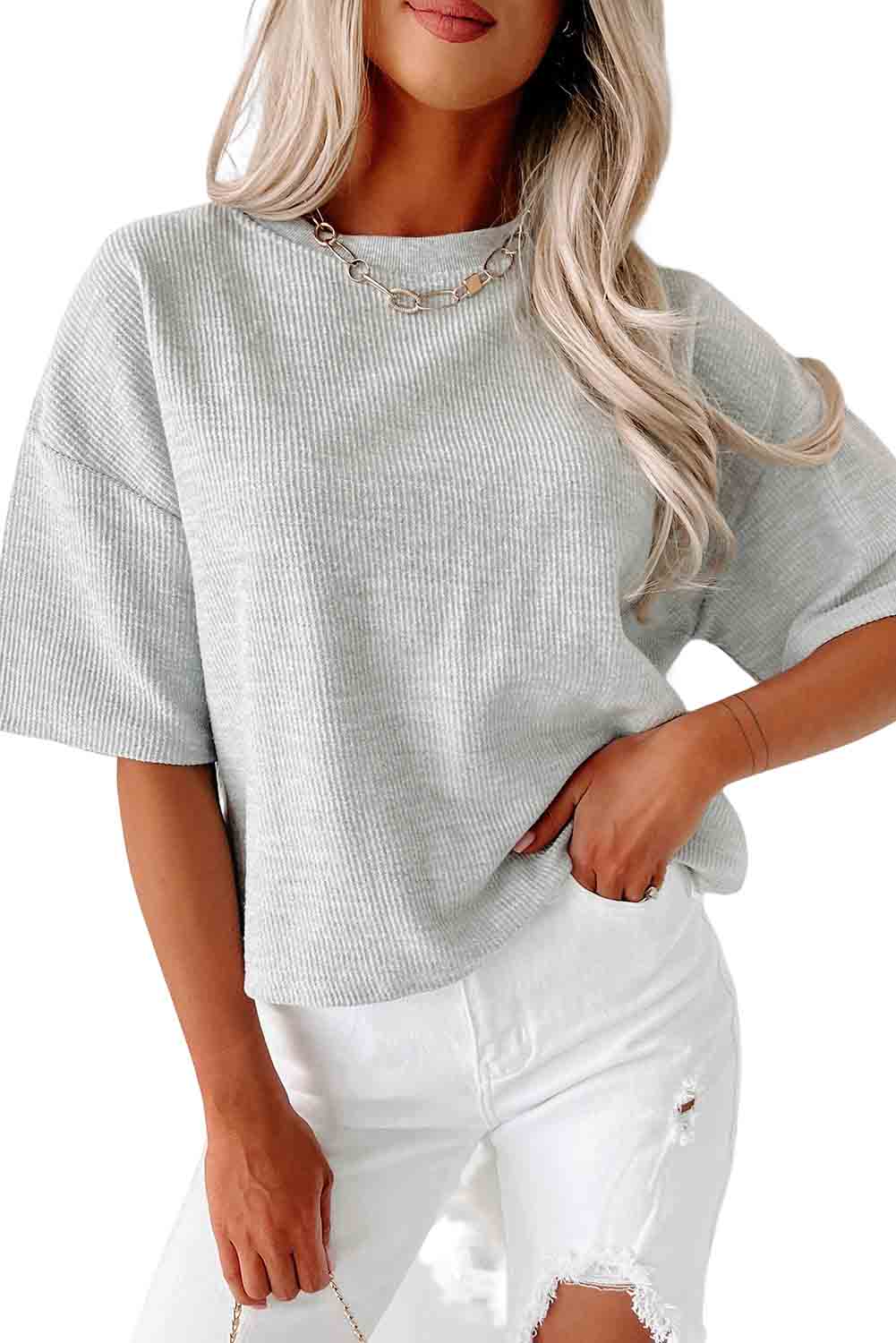 Top - Rib Knit Drop Shoulder