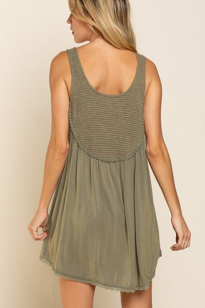 Pol Flowy Knit Paneled Tank Top