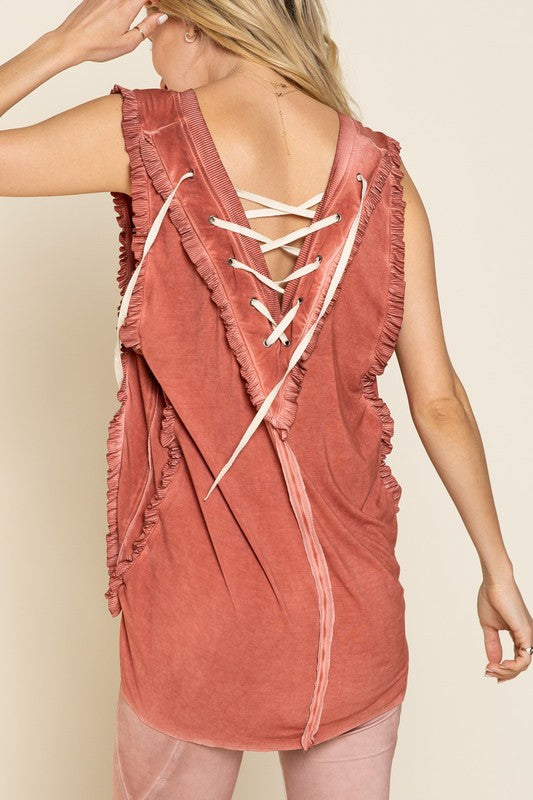 POL Criss-cross Lace-up Tank Top