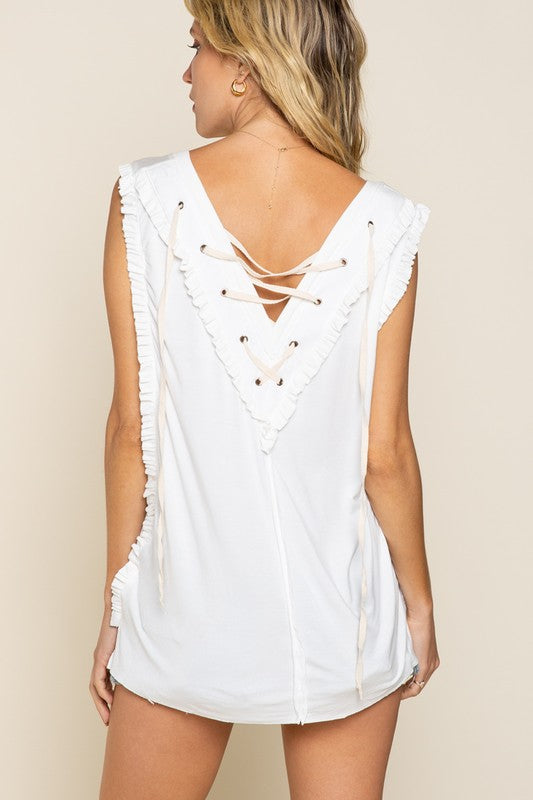 POL Criss-cross Lace-up Tank Top