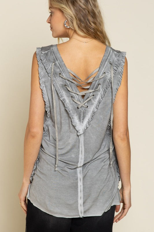 POL Criss-cross Lace-up Tank Top