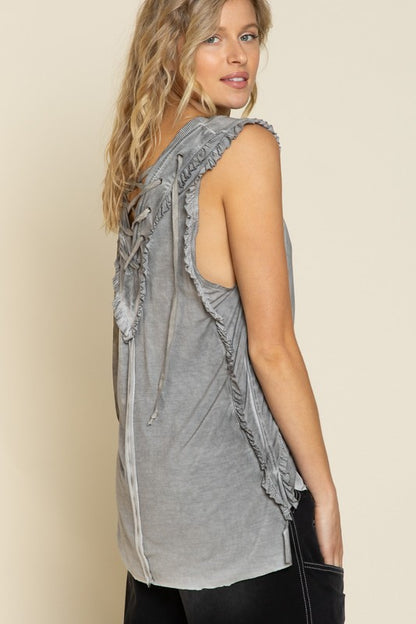 POL Criss-cross Lace-up Tank Top