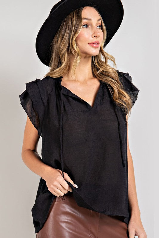 Blouse - "eesome" Tiered Ruffle Sleeve