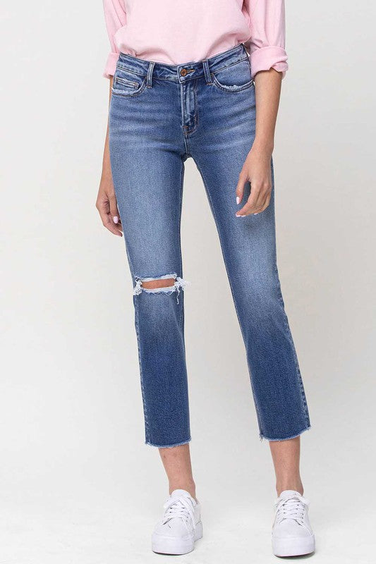 Jeans - "Vervet"Mid-Rise Straight Crop