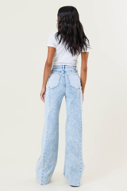 Vibrant MIU Color Block Wide Leg Jeans