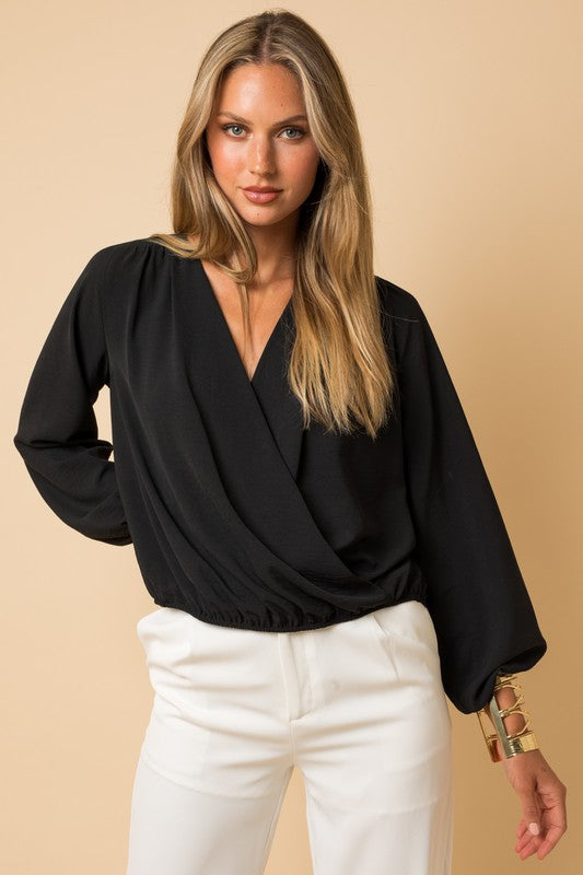 Blouse - "Gilli" Surplice Shoulder Shirring