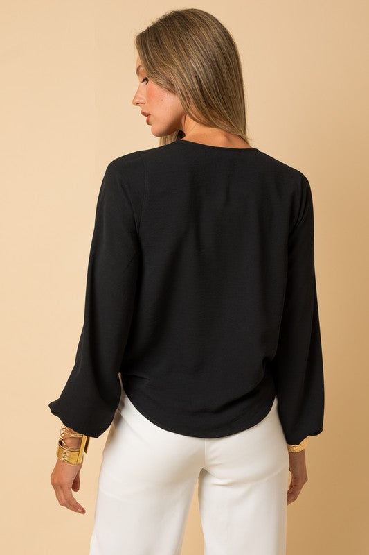 Blouse - "Gilli" Surplice Shoulder Shirring