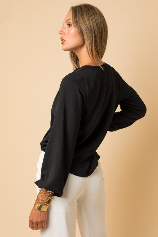 Blouse - "Gilli" Surplice Shoulder Shirring