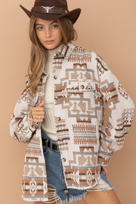 Blue B Aztec Western Shacket