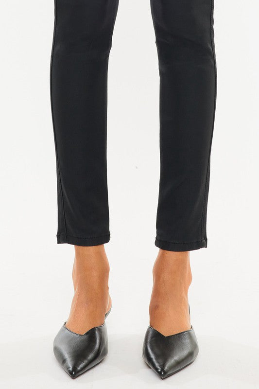 Jeans - "KanCan" High Rise Black Coated Ankle Skinny