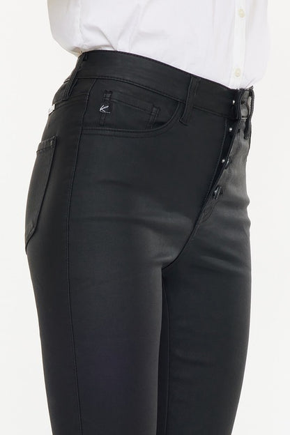 Jeans - "KanCan" High Rise Black Coated Ankle Skinny