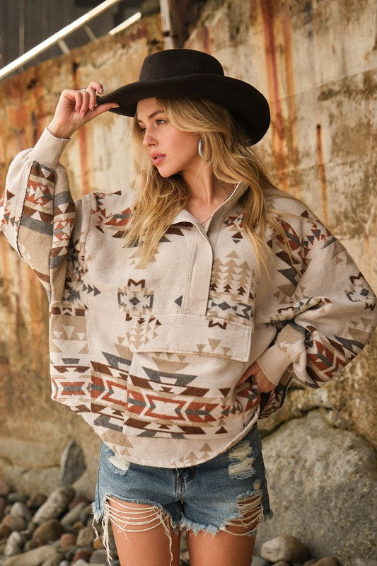 Blue B Aztec Western Pullover