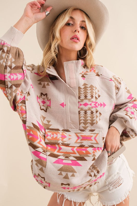 Blue B Aztec Western Pullover