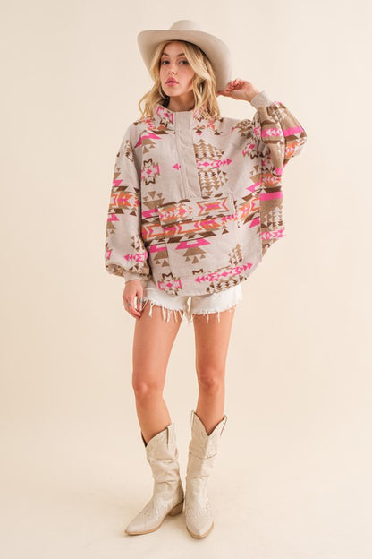 Blue B Aztec Western Pullover