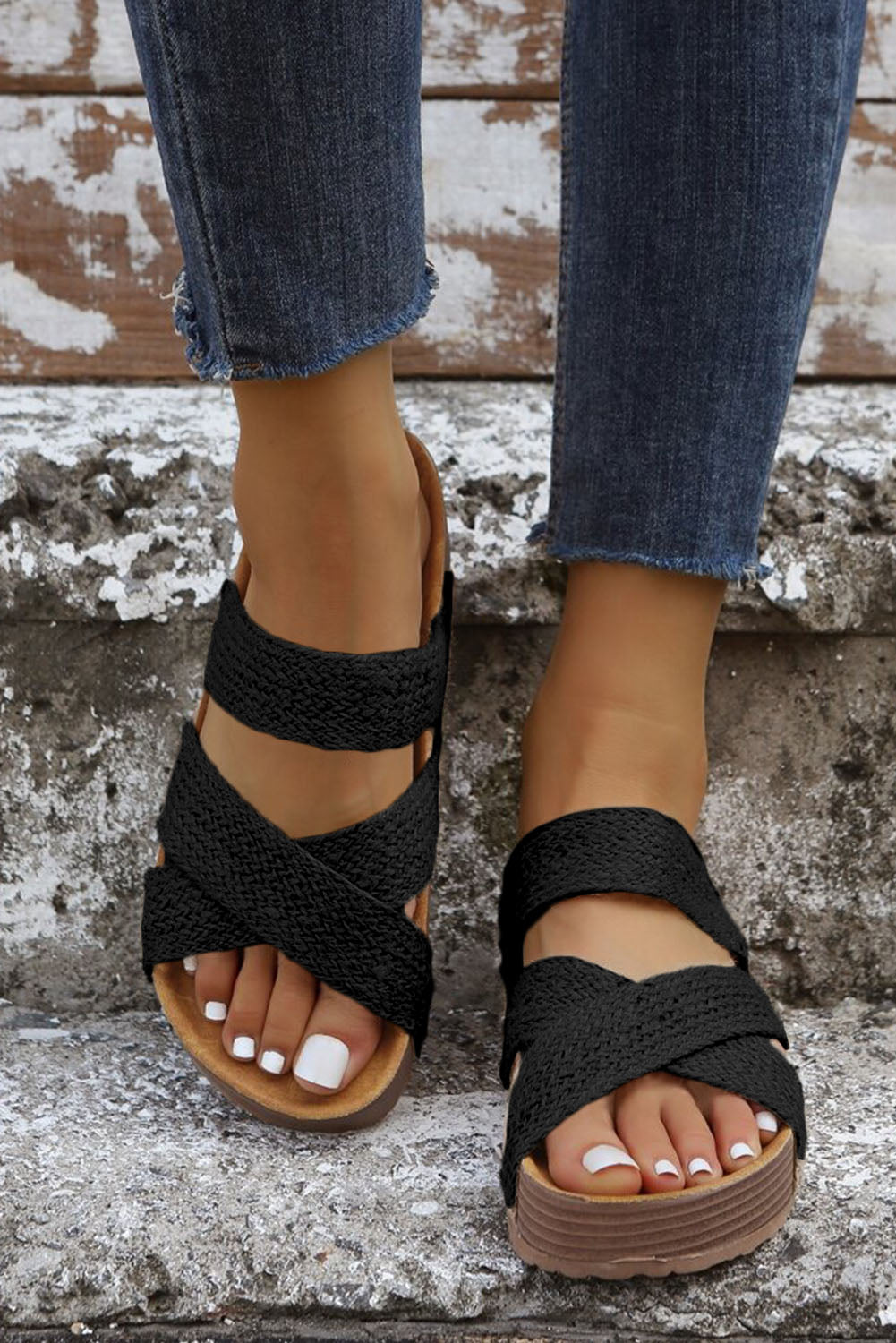 Sandals - Woven Platform Slip-on