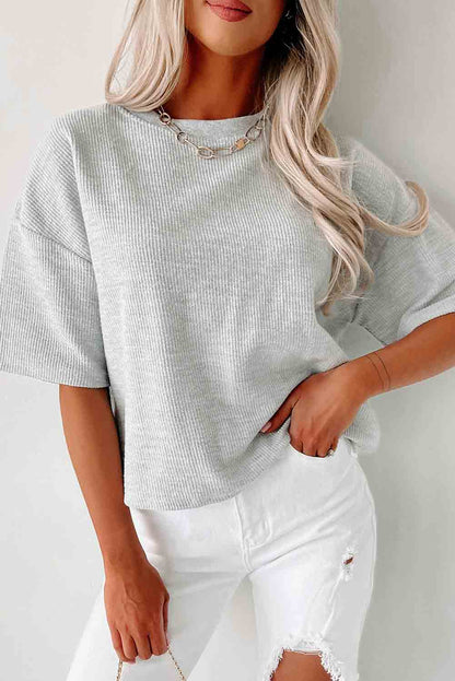 Top - Rib Knit Drop Shoulder