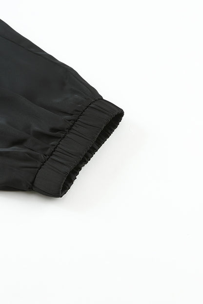 Satin Pocketed Drawstring Elastic Waist Pants