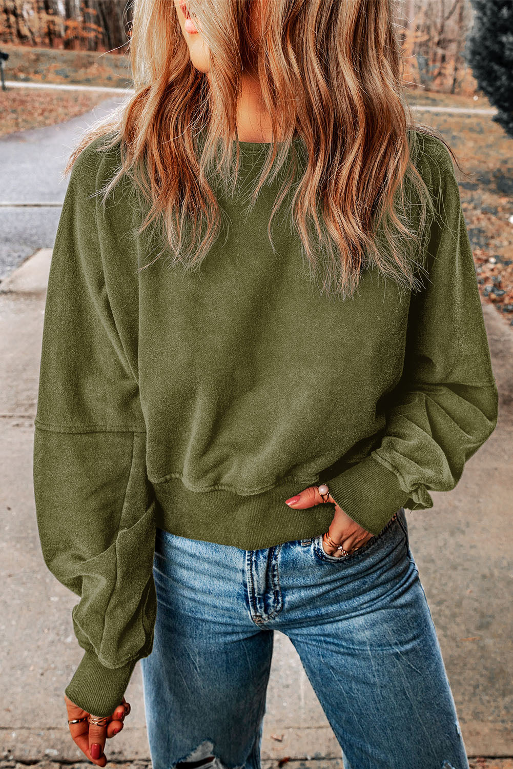 Casual One Strap V-shape Open Back Sweatshirt