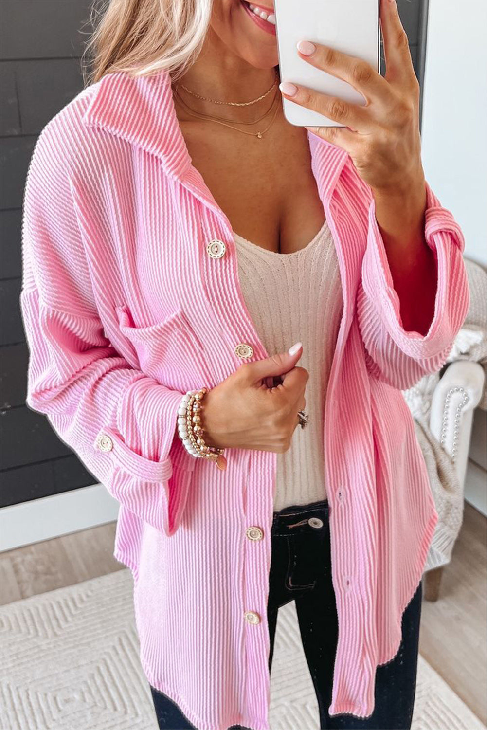 Pink Textured Jacket