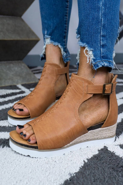 Sandals - Cutout Buckle Strap Platform