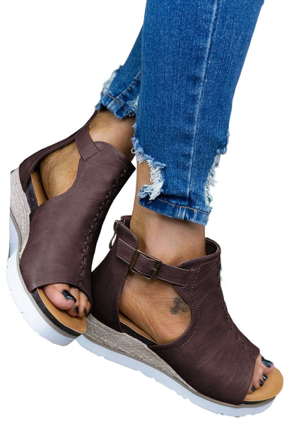 Sandals - Cutout Buckle Strap Platform