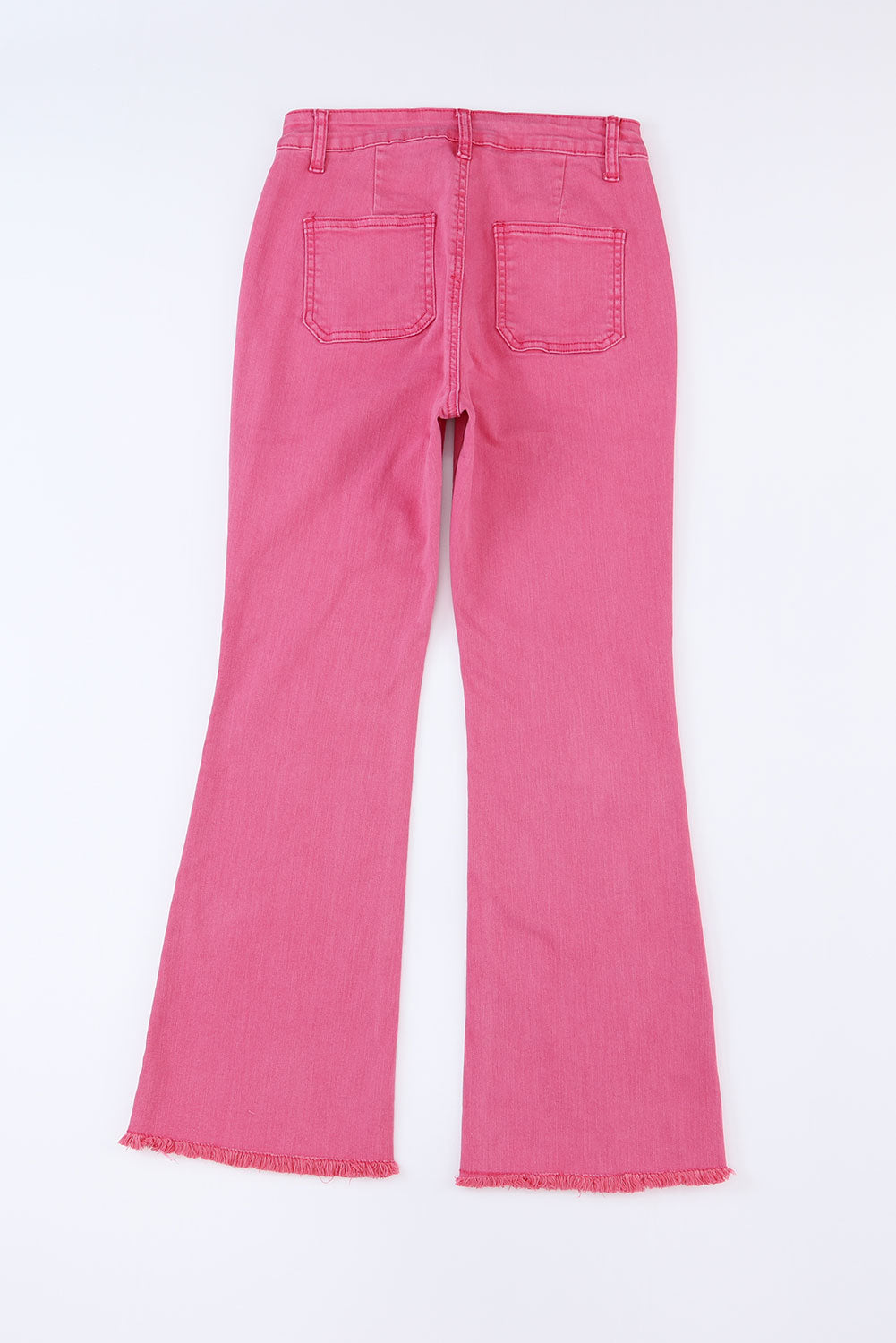 Jeans - Raw Hem Light Wash Flare Mid Rise