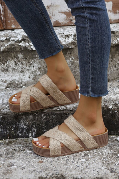 Sandals - Woven Platform Slip-on