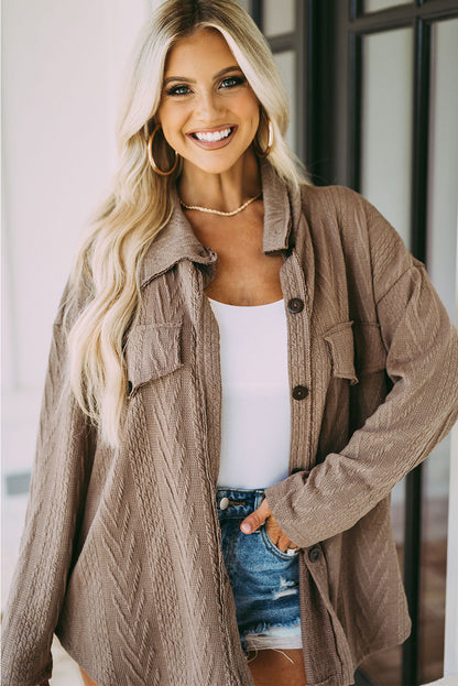 Casual Textured Oversized Knit Jacket