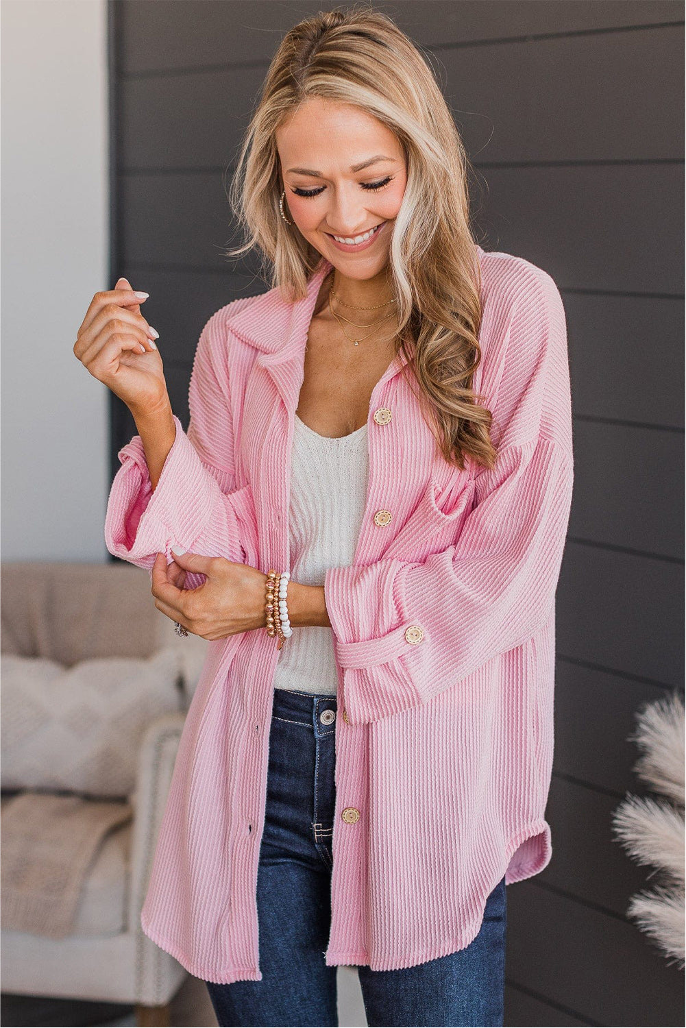 Pink Textured Jacket