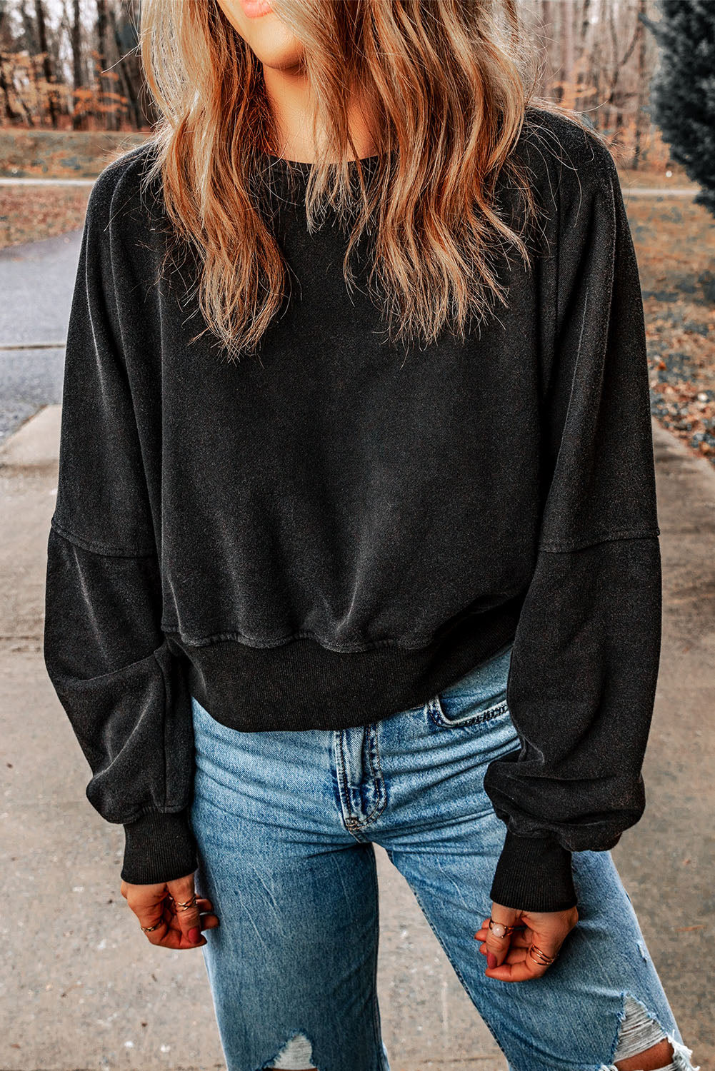 Casual One Strap V-shape Open Back Sweatshirt