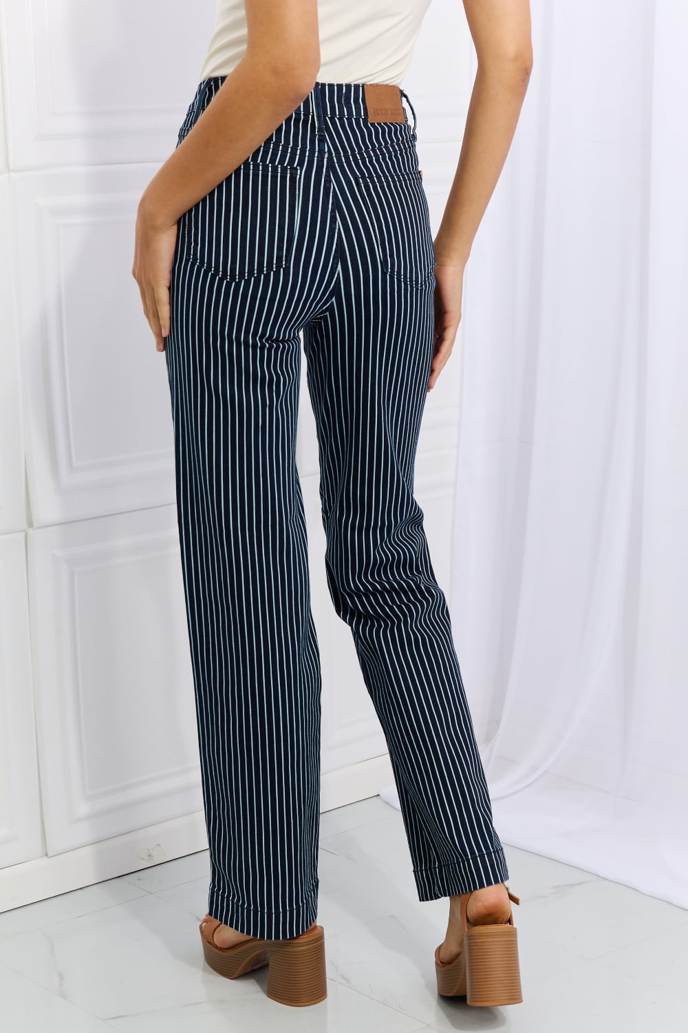 Jeans - "Judy Blue" High Waisted Tummy Control Striped Straight