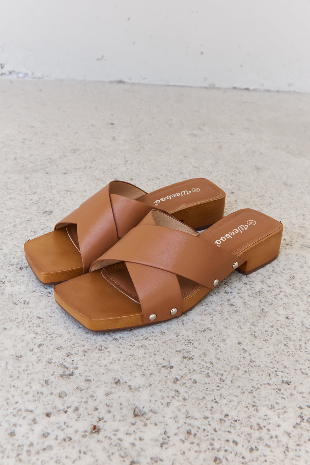 Sandals - "Weeboo" Criss Cross Wooden Clog Mule