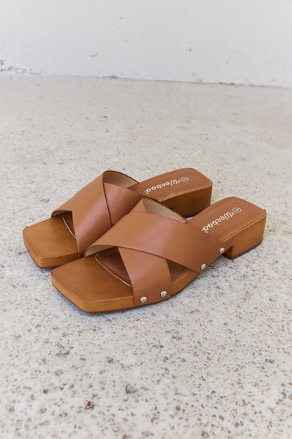 Sandals - "Weeboo" Criss Cross Wooden Clog Mule