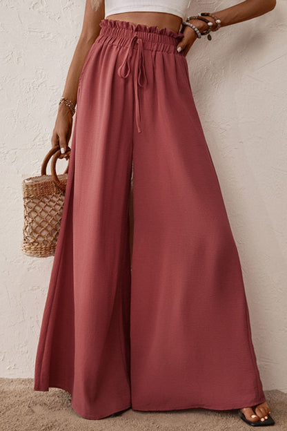 Pants - Smocked Paperbag Waist Wide Leg