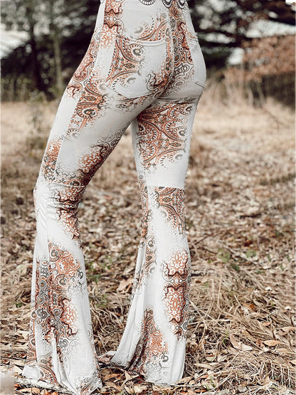 Printed Bodyline Flare Pants