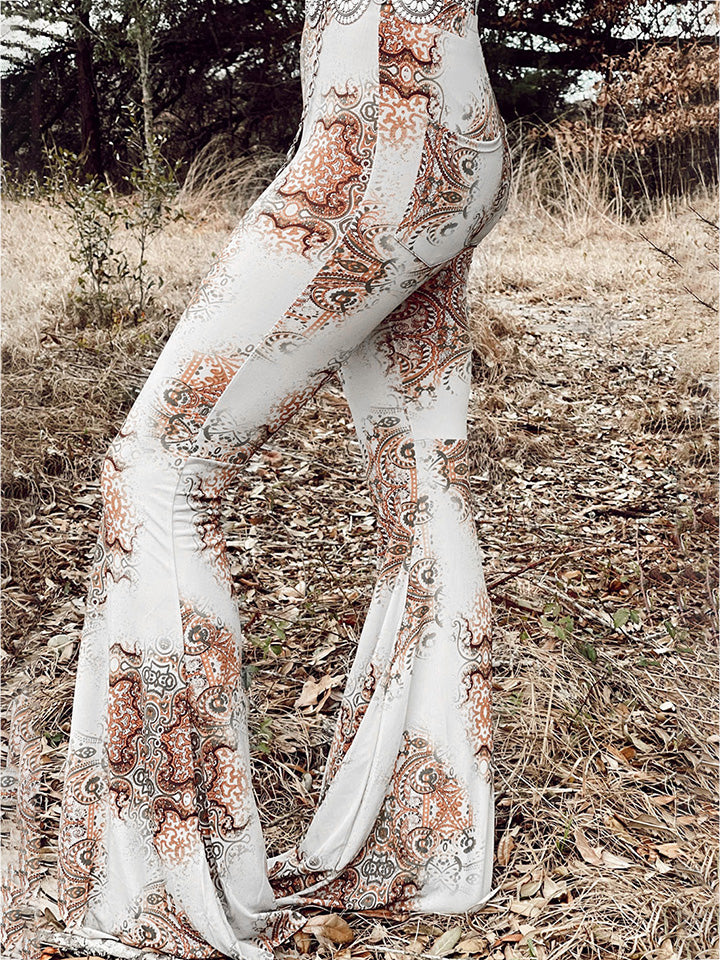 Printed Bodyline Flare Pants