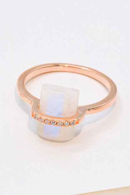 Natural Moonstone Platinum-Plated Ring