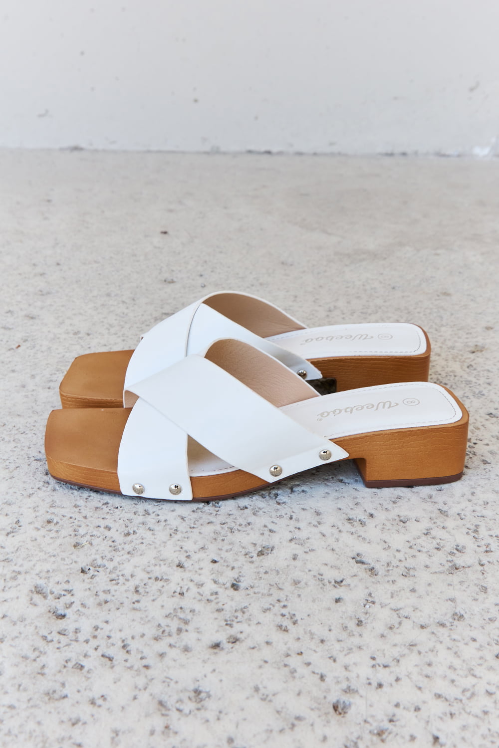 Sandals - "Weeboo" Criss Cross Wooden Clog Mule