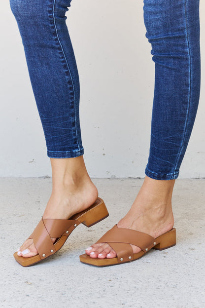 Sandals - "Weeboo" Criss Cross Wooden Clog Mule