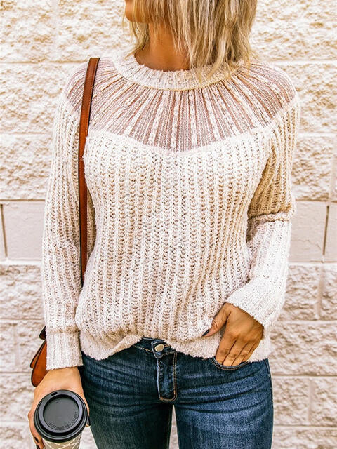 Round Neck Rib-Knit Sweater