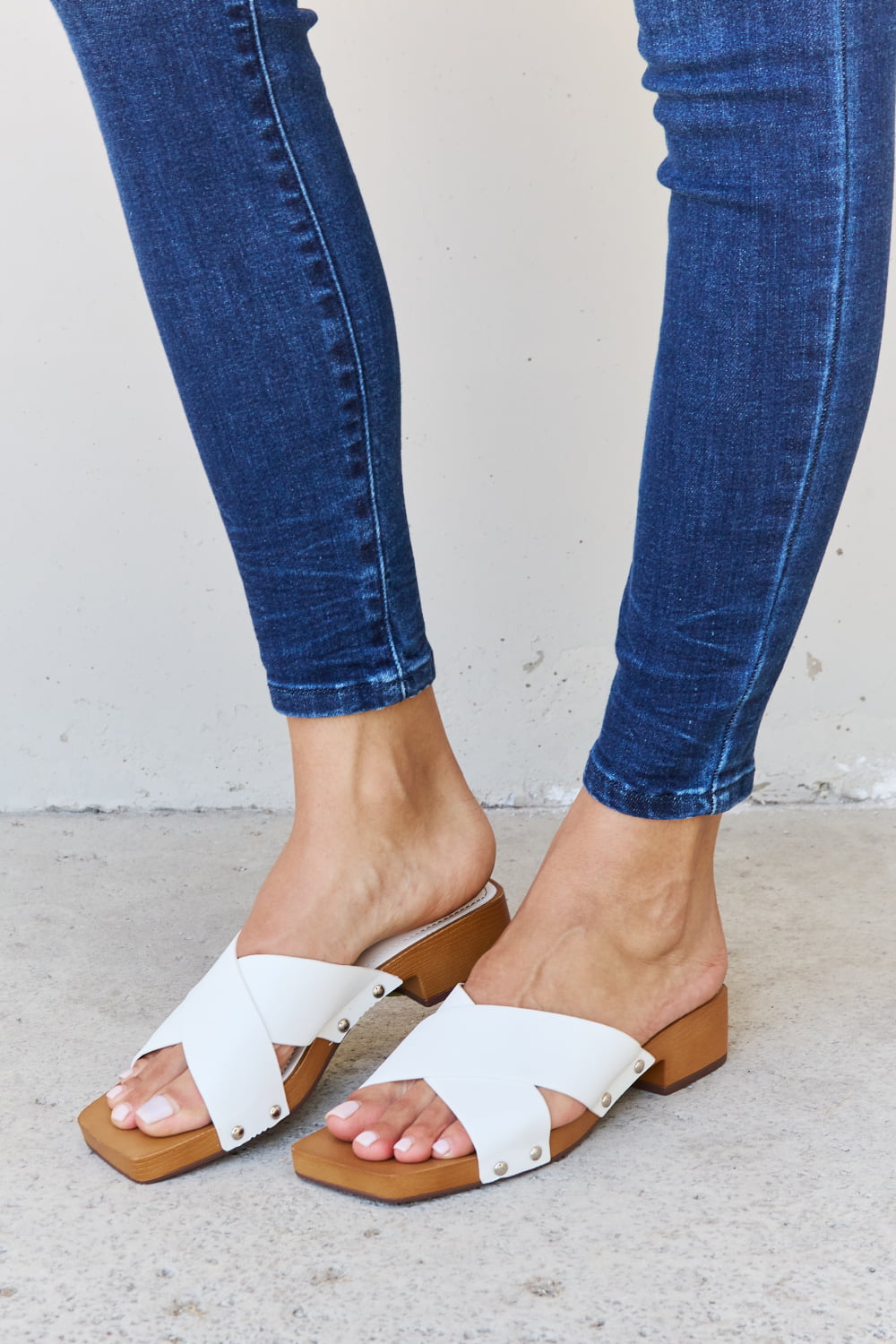 Sandals - "Weeboo" Criss Cross Wooden Clog Mule