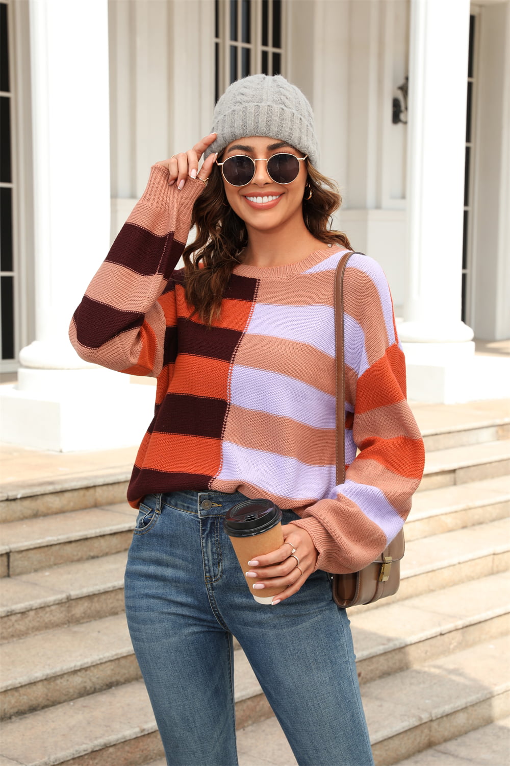 Sweater - Color Block Dropped Shoulder