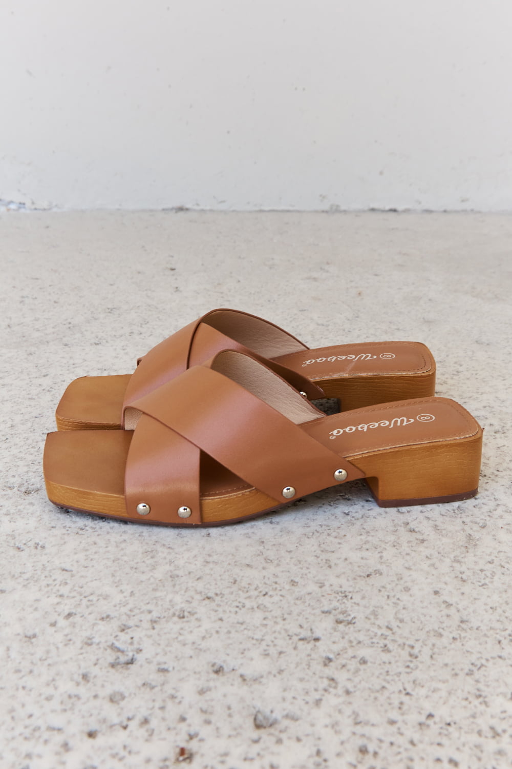 Sandals - "Weeboo" Criss Cross Wooden Clog Mule