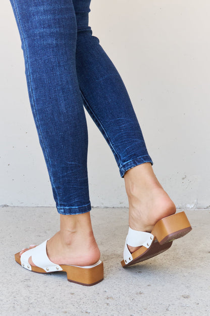 Sandals - "Weeboo" Criss Cross Wooden Clog Mule