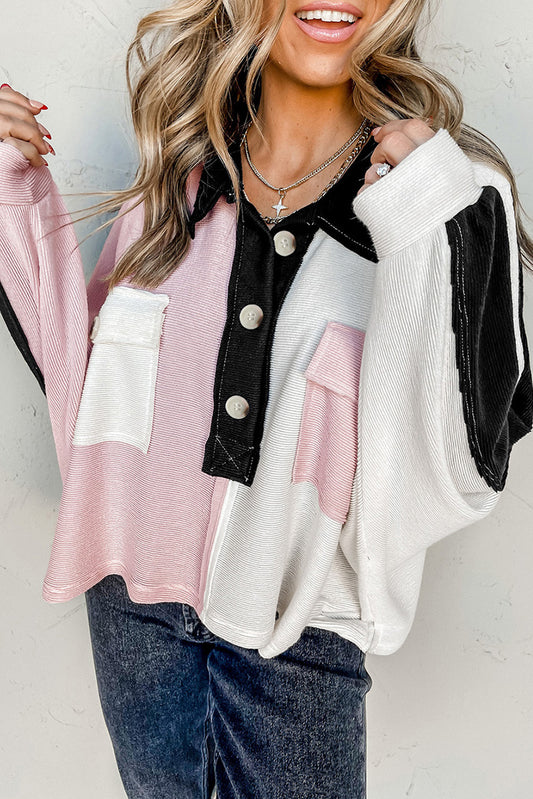 Multicolor Button-Down Long Sleeve Blouse