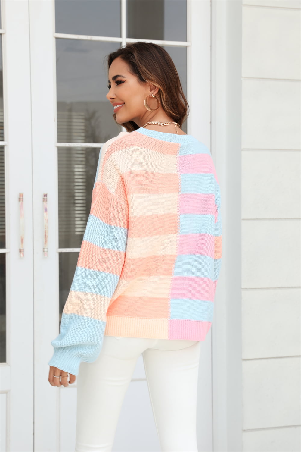 Sweater - Color Block Dropped Shoulder