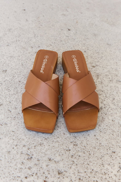 Sandals - "Weeboo" Criss Cross Wooden Clog Mule