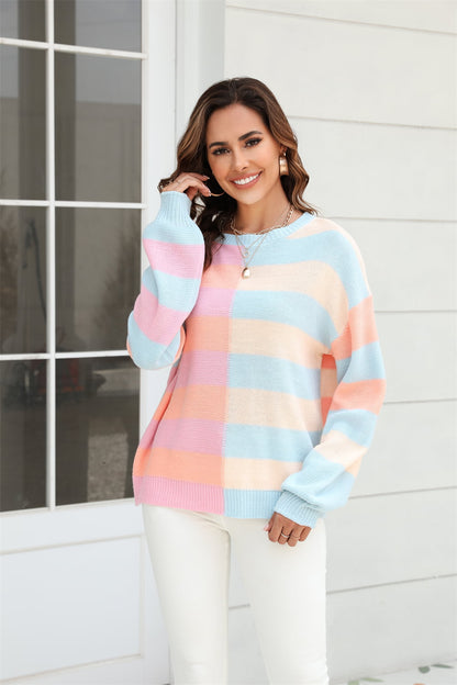 Sweater - Color Block Dropped Shoulder