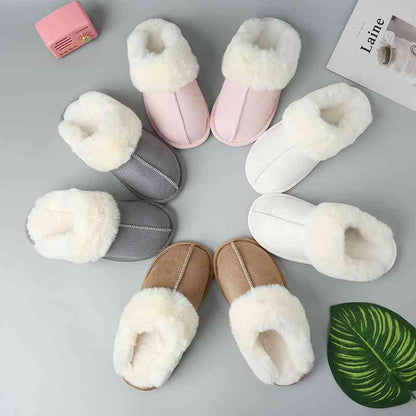 Faux Suede Center Seam Slippers