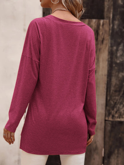 Top - V-Neck Long Sleeve Slit